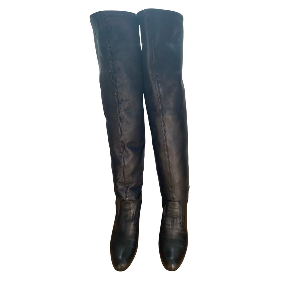 Valentino Black Lambskin Leather Over The Knee Boots Size 39